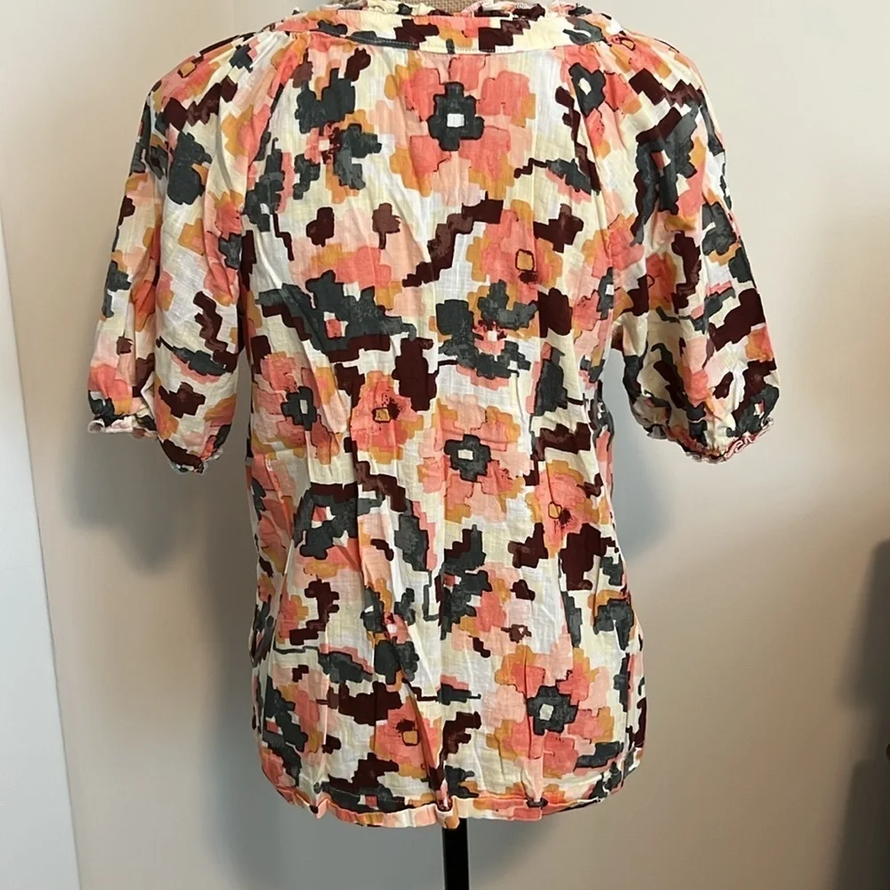 Sonoma Puff Sleeve Textured Floral Top – Size Medium